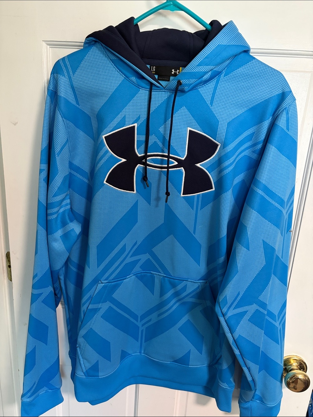 Under Armour Men’s Bright Blue Zip-Up Hoodie with Navy Logo
